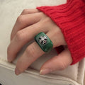 Rhinestone Resin Square Minimalist Ring For Women view 3