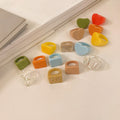 Colorful Dopamine Resin Square Fashion Ring For Women view 3