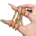 Colorful Zircon Inlaid Adjustable Copper Bangle For Women Geometric Round Light Luxury Jewelry view 5