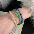 Light Luxury Copper Jewelry Set With Rhinestone Round Bead Earrings And Bracelet view 4