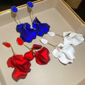 Acrylic Flower Petal Tassel Drop Earrings With Silver Needle Fashion OL Statement Ear Studs view 2