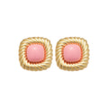 Vintage Alloy Stone Twisted Crinkled Square Stud Earrings, Geometric Light Luxury Style view 5