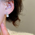 Elegant Star Zircon Faux Pearl Stud Earrings For Women, Geometric OL Style Ear Jewelry view 4