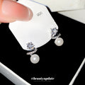 Elegant Star Zircon Faux Pearl Stud Earrings For Women, Geometric OL Style Ear Jewelry view 1