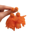 Raffia Chiffon Flower Stud Earrings With Steel Pins, Resort Beach Style Fabric Floral Jewelry view 5