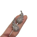 Metal Zircon Feather Jewelry Set With Earrings Necklace Ring For Minimalist OL Style view 5