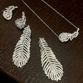 Metal Zircon Feather Jewelry Set With Earrings Necklace Ring For Minimalist OL Style view 1