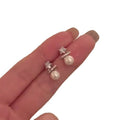 French Vintage Star Zircon Faux Pearl Stud Earrings, Elegant Niche Light Luxury Jewelry view 5