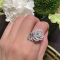 Metal Zircon Feather Open Ring Niche Elegant Light Luxury Adjustable Index Finger Jewelry view 4