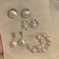 Brushed Metal Round Rhinestone Stud Earrings Minimalist Geometric Light Luxury Fashion Jewelry view 4