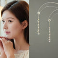 Silver Needle Zircon Geometric Star Faux Pearl Stud Earrings For Elegant Vintage Women view 3