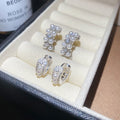 French Retro Light Luxury Double Layer C Shape Faux Pearl Zircon Stud Earrings For Women view 2
