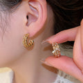 Light Luxury Gold Plated Copper C Shaped Zircon Stud Earrings With Silver Posts view 4