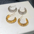 Light Luxury Gold Plated Copper C Shaped Zircon Stud Earrings With Silver Posts view 3