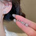 Gold Plated Copper Heart Flower Zircon Stud Earrings Jewelry Set For Women view 4