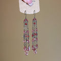 Elegant Geometric Artificial Crystal Tassel Drop Earrings With Rhinestone Ear Hooks For Women view 2