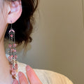 Elegant Geometric Artificial Crystal Tassel Drop Earrings With Rhinestone Ear Hooks For Women view 3