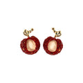 Zircon Resin Apple Earrings And Necklace Jewelry Set For Women Cute Light Luxury OL Style view 5