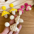 Raffia Mushroom Pendant Drop Earrings With Silver Needle Geometric Round Beach Vacation Style view 4