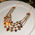 Vintage Court Style Alloy Triangle Rhinestone Tassel Earrings Necklace Jewelry Set view 4