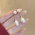 Sterling Silver Needle French Vintage Water Drop Pearl Tassel Earrings, Elegant Fashion Jewelry view 3