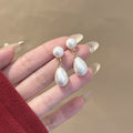 Sterling Silver Needle French Vintage Water Drop Pearl Tassel Earrings, Elegant Fashion Jewelry view 2