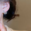 Elegant Korean Zircon Butterfly Copper Drop Earrings With Silver Pins For Women view 3