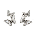 Elegant Korean Zircon Butterfly Copper Drop Earrings With Silver Pins For Women view 5