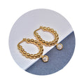 Trendy Metal Beaded Hoop Earrings For Women, Simple Versatile European Style Ear Jewelry view 3