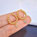 Trendy Metal Beaded Hoop Earrings For Women, Simple Versatile European Style Ear Jewelry view 1