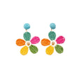 Raffia Woven Flower Silver Post Drop Earrings Beach Vacation Light Luxury Jewelry view 5
