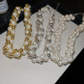 Old Money Style Faux Pearl Wrap Choker Necklace With Geometric Round Design For Women view 4