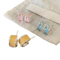 Sweet Bowknot C-Shaped Alloy Stud Earrings With Silver Pins And Enamel Drip Oil Finish view 5