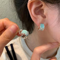 Light Luxury Alloy Bow Stud Earrings With Enamel Drip Oil Design For Women view 3