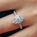 Silver Tone Round Clear Crystal Square Halo Ring Fashion Jewelry view 1