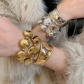 Glossy Irregular Iron Bangle With Geometric Circle Design, Trendy Western Style view 1