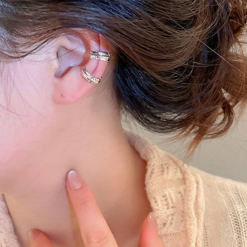Minimalist Copper Feather Clip-on Earrings Geometric Ear Cuff Style No Piercing Jewelry