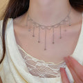 Old Money Style Metal Geometric Tassel Collarbone Necklace For Women view 3
