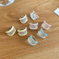 Copper Enamel Wide Hollow U Shape Hoop Earrings Korean Sweet OL Geometric Light Luxury Jewelry view 3