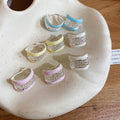 Copper Enamel Wide Hollow U Shape Hoop Earrings Korean Sweet OL Geometric Light Luxury Jewelry view 1