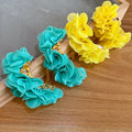 Chiffon Fabric Flower C Shape Stud Earrings Minimalist Beach Vacation Floral Ear Jewelry view 4