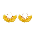 Chiffon Fabric Flower C Shape Stud Earrings Minimalist Beach Vacation Floral Ear Jewelry view 5
