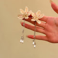 Stainless Steel Faux Pearl Flower Earrings Necklace Jewelry Set Vintage Elegant OL Style view 4