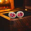European American Light Luxury Women's Stud Earrings, Elegant French Minimalist Red Crystal Jewelry view 2