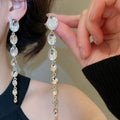 Alloy Rhinestone Oval Tassel Drop Earrings With Silver Pins, Geometric European Style view 3