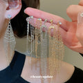Metal Zircon Tassel Geometric Drop Earrings For Women European American Light Luxury Style view 2