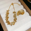 Vintage Copper Zircon Butterfly Bangle For Women, Light Luxury Versatile Insect Jewelry view 1