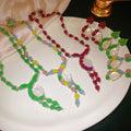 Vintage Resin Oval Flower Bud Necklace Earrings Jewelry Set For Women Light Luxury Design view 3