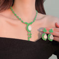 Vintage Resin Oval Flower Bud Necklace Earrings Jewelry Set For Women Light Luxury Design view 4