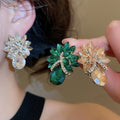 Alloy Rhinestone Waterdrop Flower Drop Earrings, Vintage Court Style Light Luxury Ear Jewelry view 1